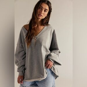 NWT! Free People We The Free Venice V Neck Sweatshirt Sz Large